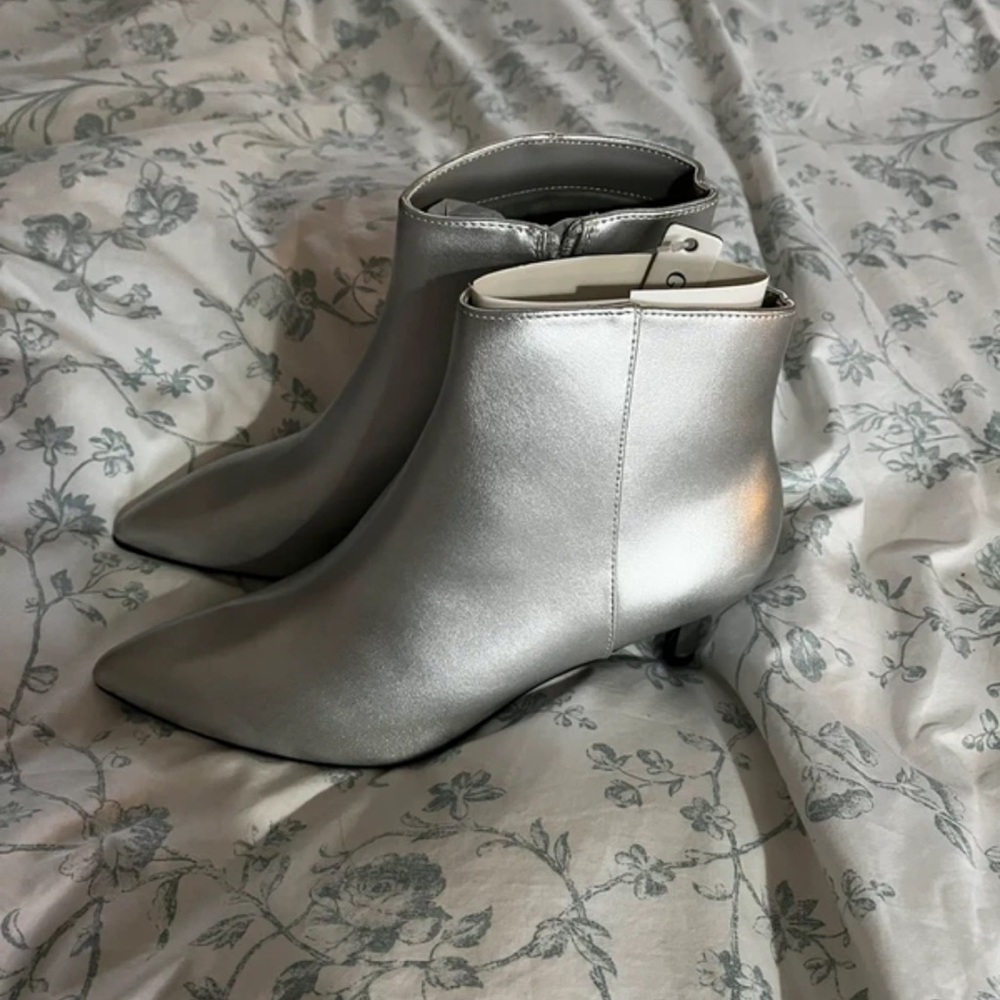 George Metallic Silver Heeled Boots